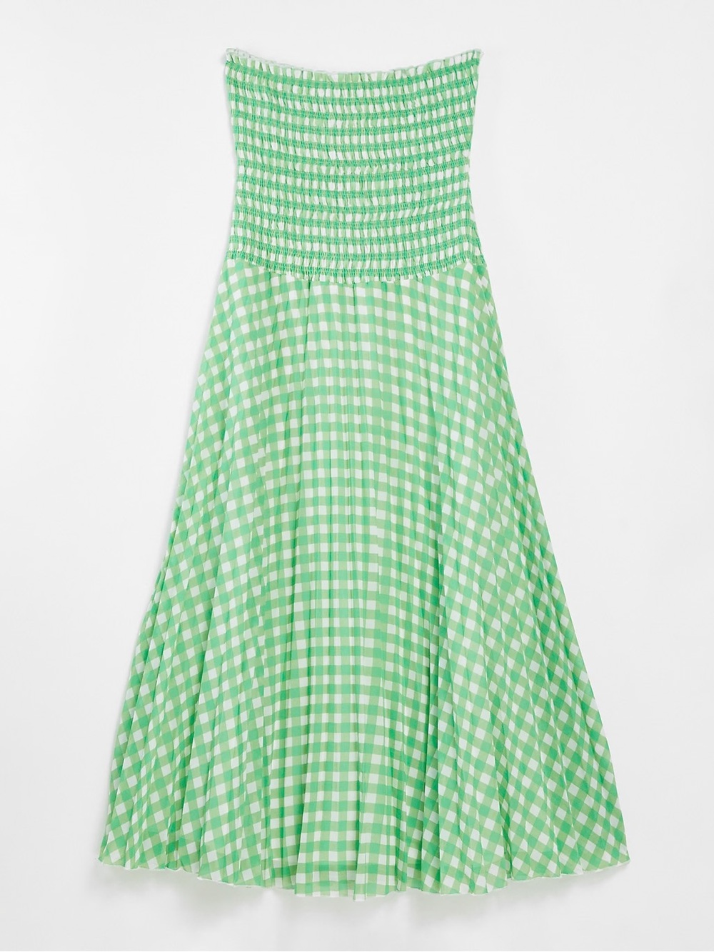ASOS Design bandeau pleated dress in green gingham sz 6